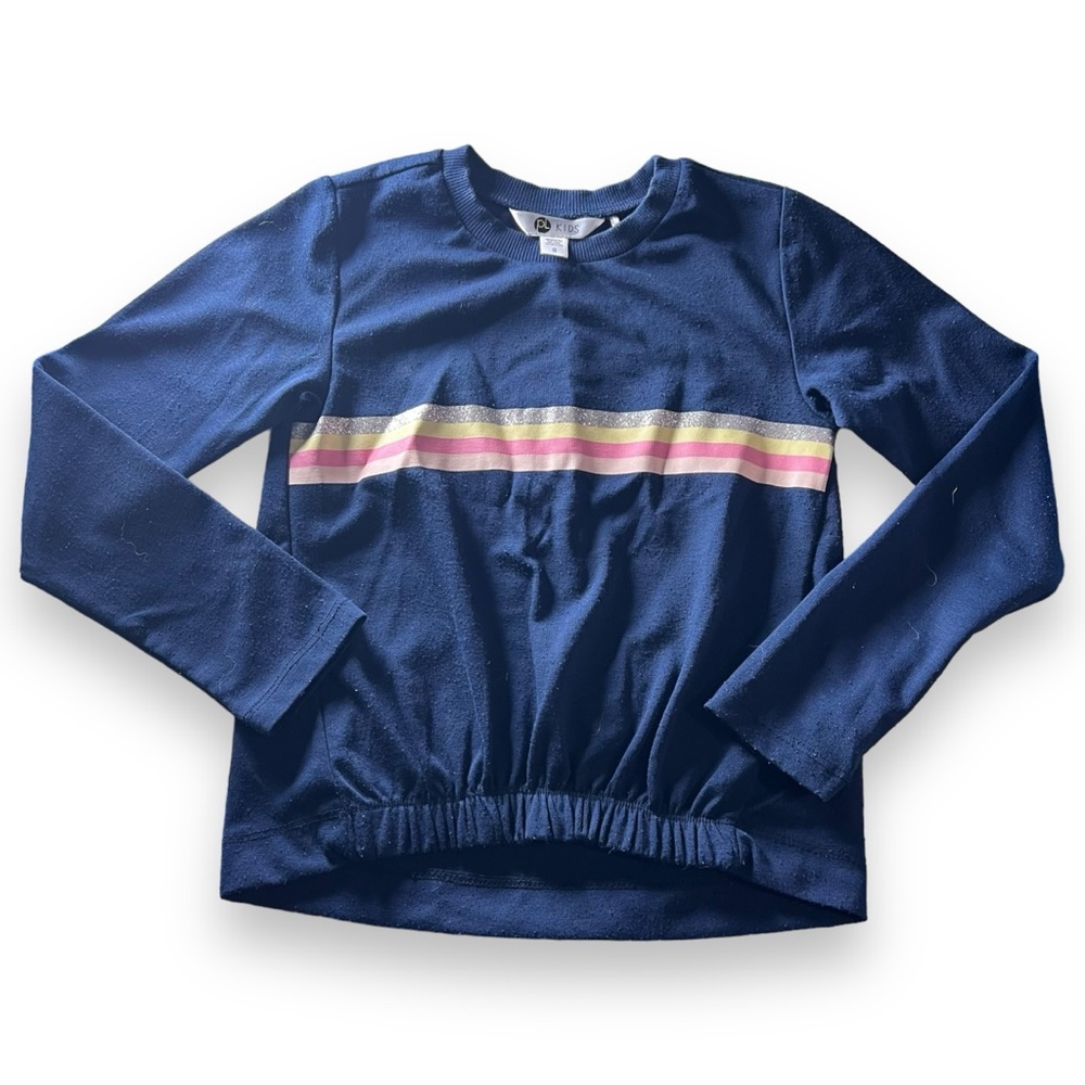 PL Kids Blue Ribbed Crew Neck Long Sleeve Pullover Sweater Girl’s Size 8